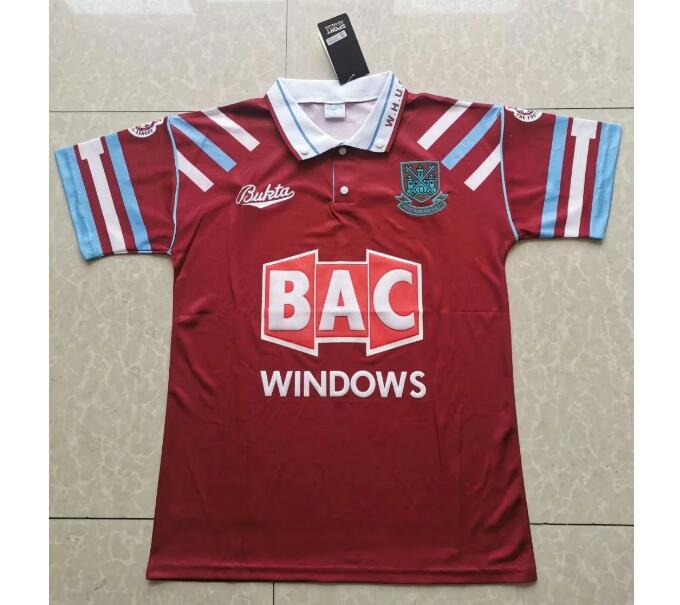 1991-92 West Ham United Retro Home Kit Soccer Jersey